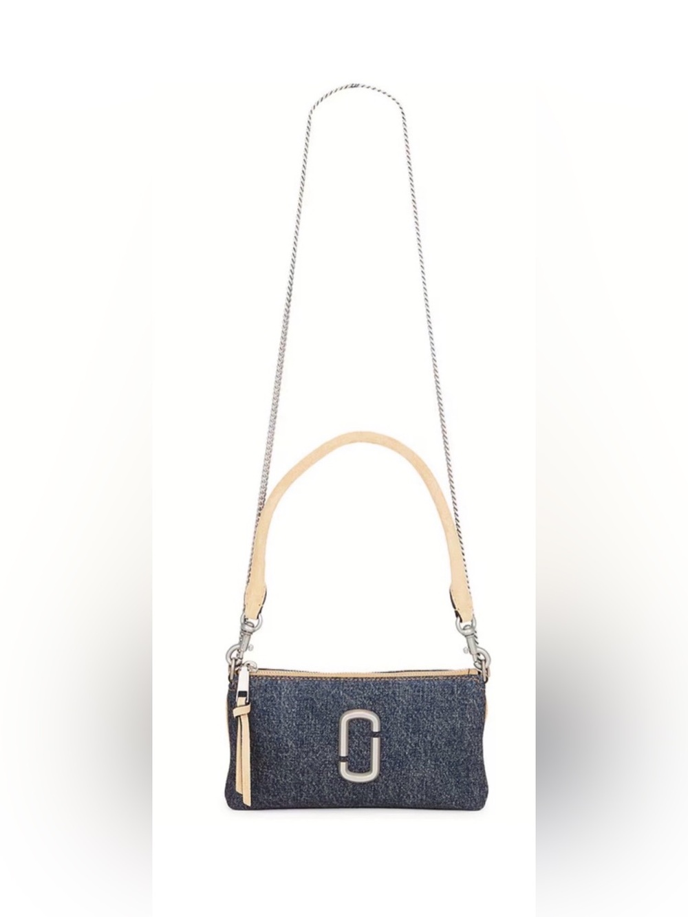 Marc Jacobs the Snapshot pouchette dark wash indigo metal chain convertible NWT